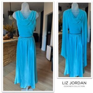 LIZ JORDAN 3 Piece Skirt Set with Scarf. Size 10